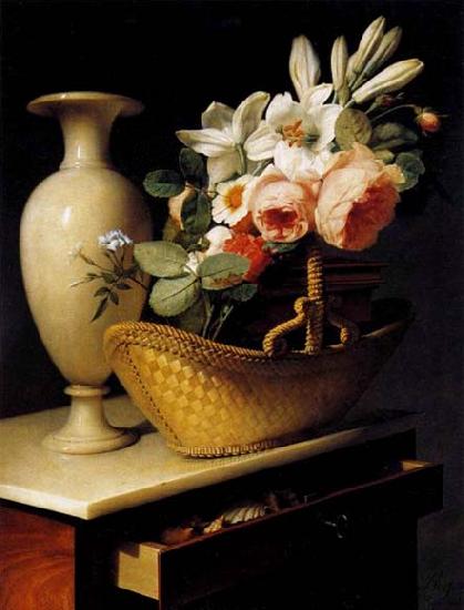 Antoine Berjon Still-Life with a Basket of Flowers